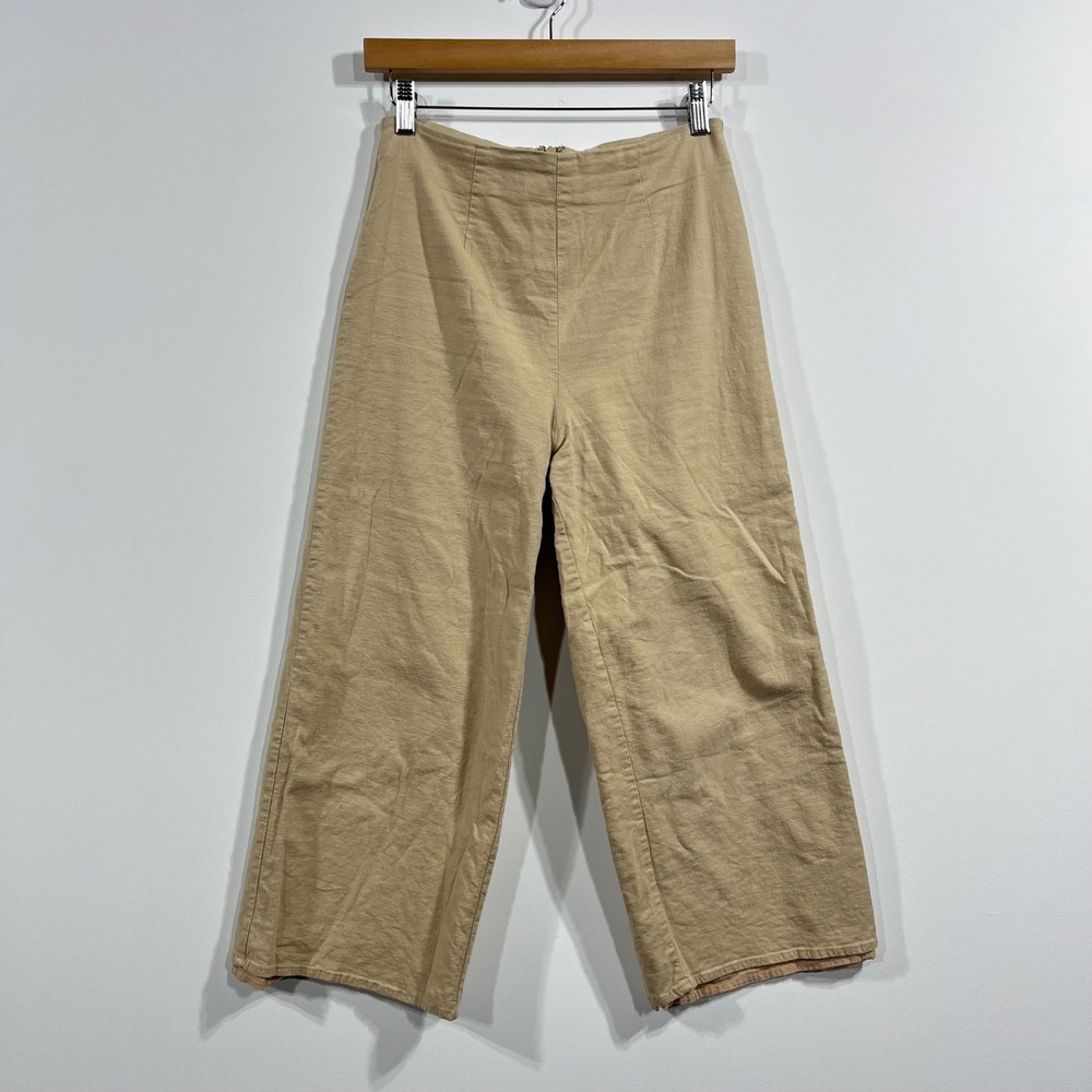 Lovers + Friends Linen Blend Wide Leg Cropped‎ Pants Womens Small Coastal Resort